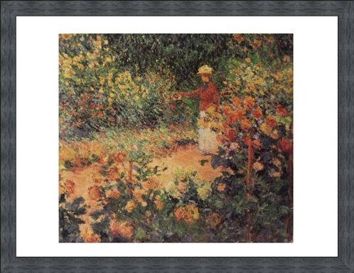 Framed Framed Artist in the Garden of Giverny - Claude Monet