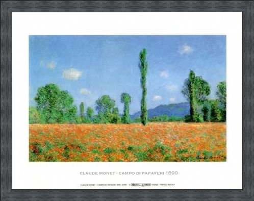 Framed Framed Poppy Field - Claude Monet