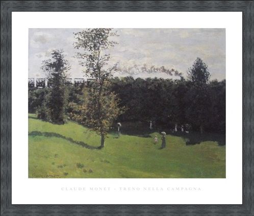 Framed Framed Train in the Countryside - Claude Monet