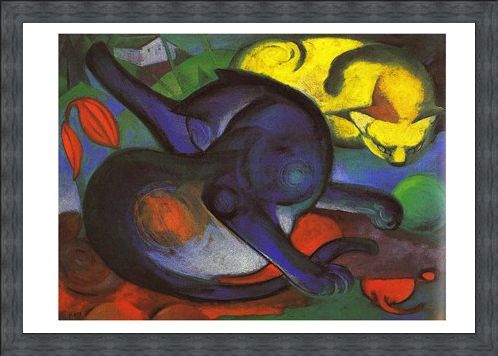 Framed Framed Two Cats - Franz Marc