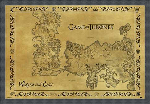 Framed Framed Antique Map - Game Of Thrones