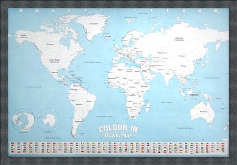 Framed Framed Colour In - World Map