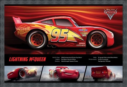 Framed Framed Lightning McQueen Stats - Cars 3