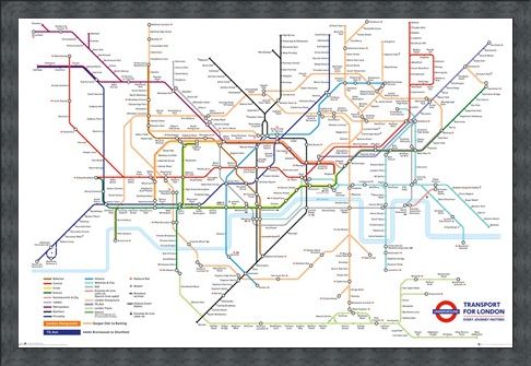 Framed Framed Underground Map - Transport For London