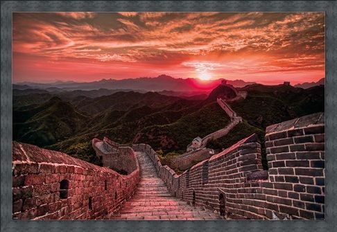 Framed Framed The Great Wall Of China Sunset - Travel