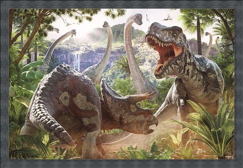 Framed Framed Dinosaur Battle - David Penfound