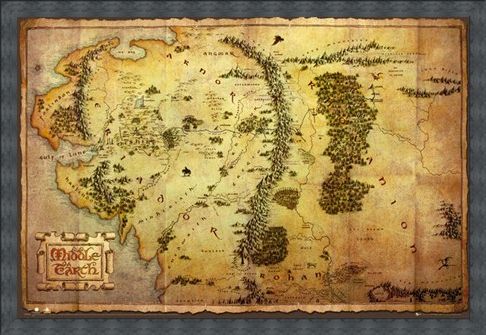 Framed Framed Map of Middle Earth - The Hobbit