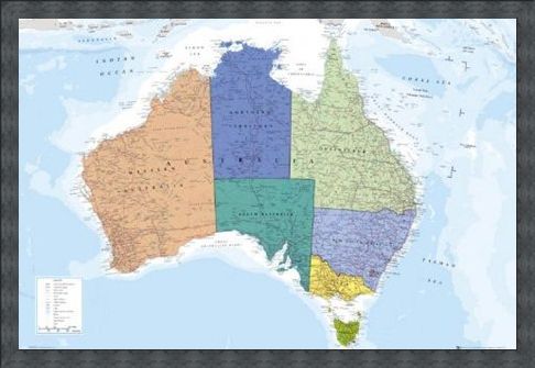 Framed Framed The World's Smallest Continent - Map Of Australia