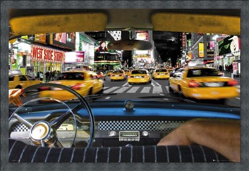 Framed Framed Times Square Taxi - New York
