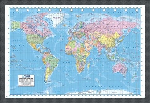 Framed Framed Political World Map - Map of the World