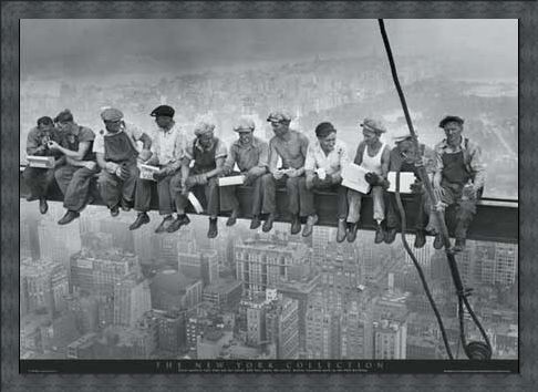 Framed Framed Men on a Girder Having Lunch - New York City Collection