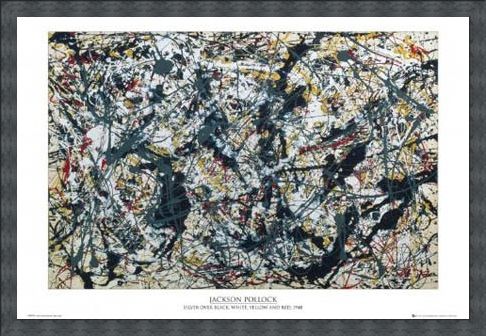 Framed Framed Silver on Black - By Jackson Pollock
