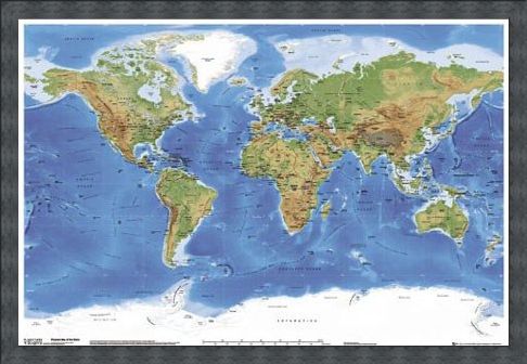 Framed Framed Planetary Visions - Map of the Earth