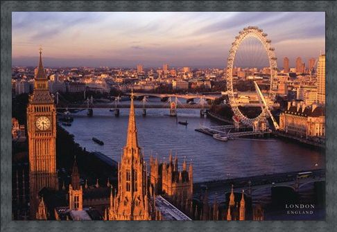 Framed Framed Big Ben and the London Eye - Aerial Photograph of London, England