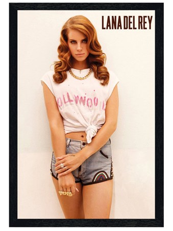 Black Wooden Framed Hollywood, Lana Del Rey Framed Poster - PopArtUK