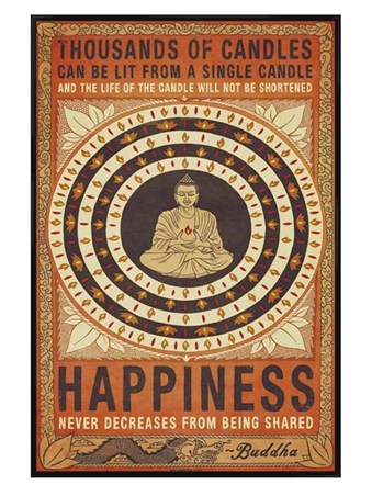 Gloss Black Framed Happiness - Buddhist Values