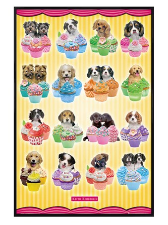 Gloss Black Framed Puppies & Cupcakes - Keith Kimberlin