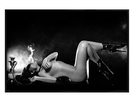 Gloss Black Framed Hookah Girl - Smoulderingly Hot