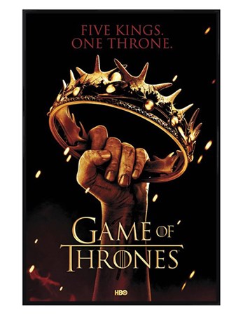 Gloss Black Framed Five Kings. One Throne. - Game of Thrones