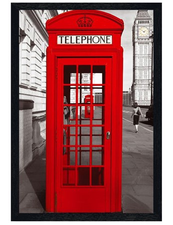 Black Wooden Framed Red Telephone Box - English Icon