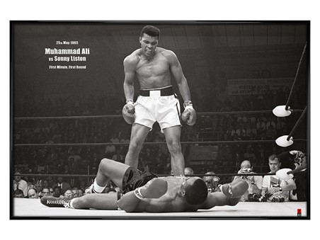 Gloss Black Framed Muhammad Ali vs Sonny Liston, Muhammad Ali