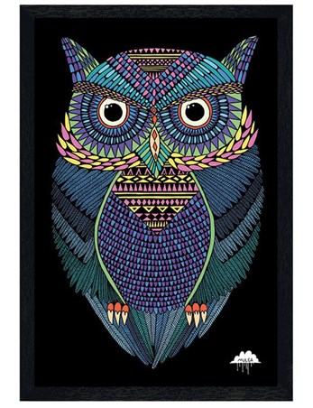 Black Wooden Framed Michael The Magical Owl - Mulga