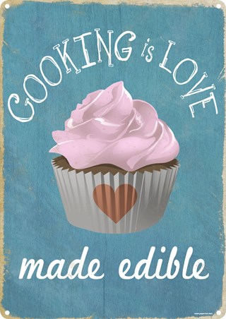 Cooking Is Love Made Edible, Get Baking Tin Sign - Buy Online