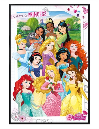 Gloss Black Framed I Am A Princess - Well-loved Disney Princesses