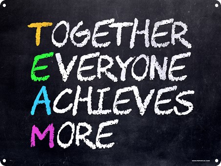 Together Everyone Achieves More, T/E/A/M Tin Sign - PopArtUK