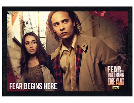 Black Wooden Framed Fear Begins Here - Fear The Walking Dead