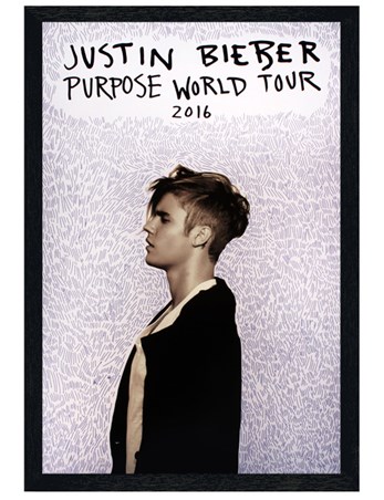 Black Wooden Framed Purpose 2016 Tour - Justin Bieber