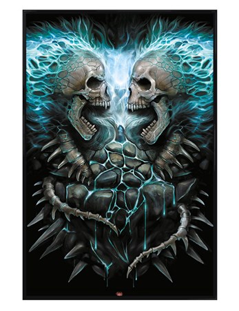 Gloss Black Framed Screaming Skulls, Spiral - PopArtUK