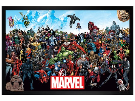 Black Wooden Framed A Comic Collection, Marvel Universe
