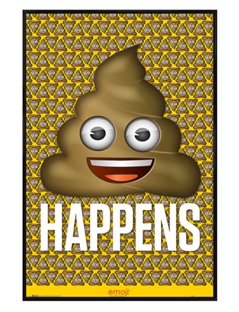 Gloss Black Framed S*** Happens - Poop Emoji