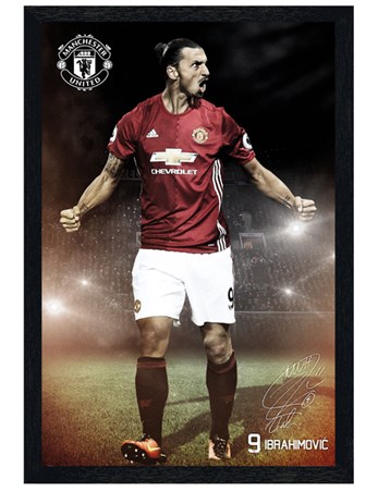 Black Wooden Framed Ibrahimovic 16/17 - Manchester United F.C
