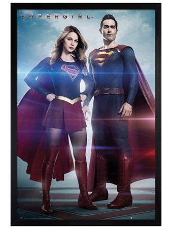 Black Wooden Framed Super Duo - Supergirl