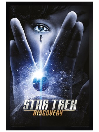 Black Wooden Framed Discovery International One Sheet - Star Trek