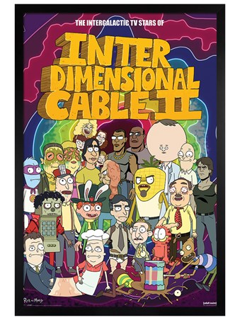 Black Wooden Framed Stars of Interdimensional Cable - Rick and Morty