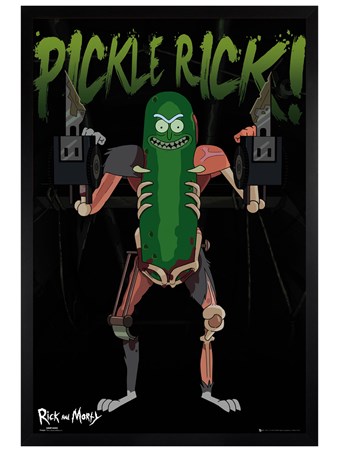 Black Wooden Framed Pickle Rick - Rick and Morty