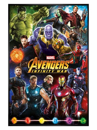 Gloss Black Framed Infinity War Characters - Avengers