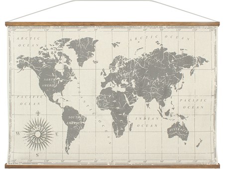 Large World Map - North To South, East To West