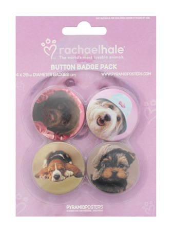 4 Dogs, Including Georgie and Cindy - Rachael Hale Button Badge Pack