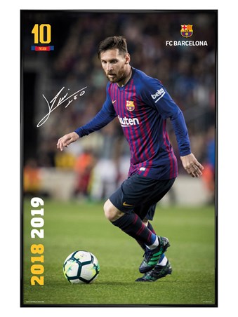Gloss Black Framed Messi 18-19 - Barcelona FC