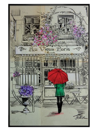 Gloss Black Framed Au Vieux Paris - Loui Jover