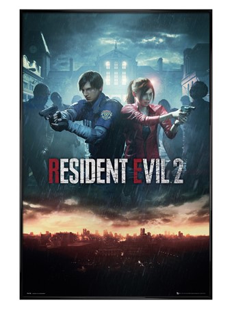 Gloss Black Framed City Key Art - Resident Evil 2
