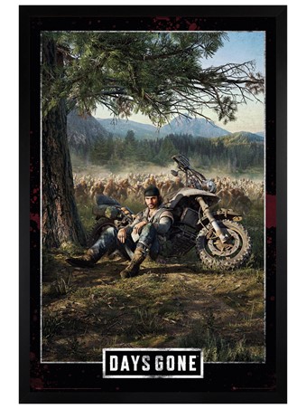 Black Wooden Framed Key Art Cover - Days Gone