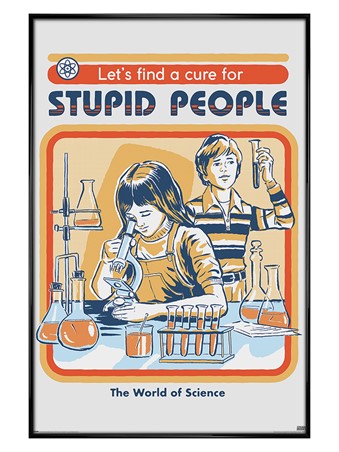 Gloss Black Framed Let's Find A Cure For Stupid People - Steven Rhodes