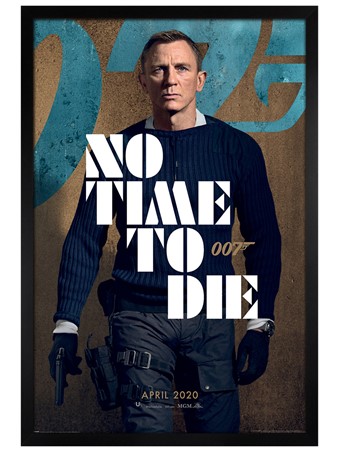 Black Wooden Framed No Time To Die - James Stance - James Bond