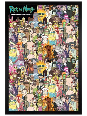 Black Wooden Framed Where's Rick - Rick & Morty