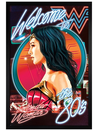 Black Wooden Framed Welcome To The 80s - Wonder Woman 1984